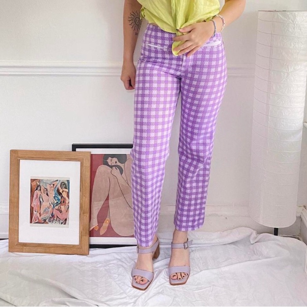 Emma Mulholland Holiday the Label Purple Gingham Check Kokomo Pant